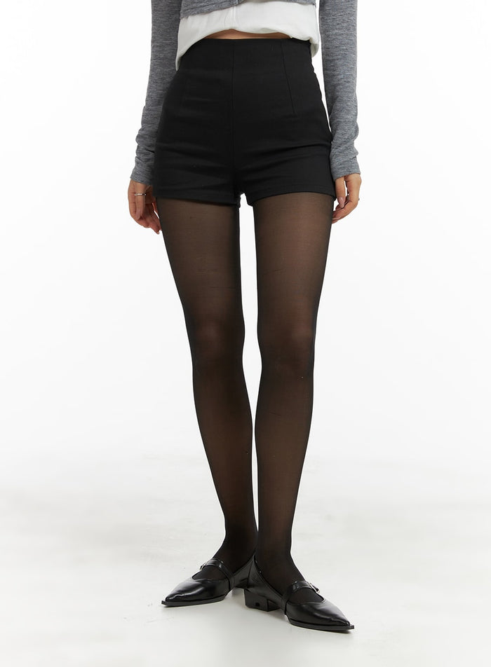 high-waist-slim-fit-shorts-ca409 / Black