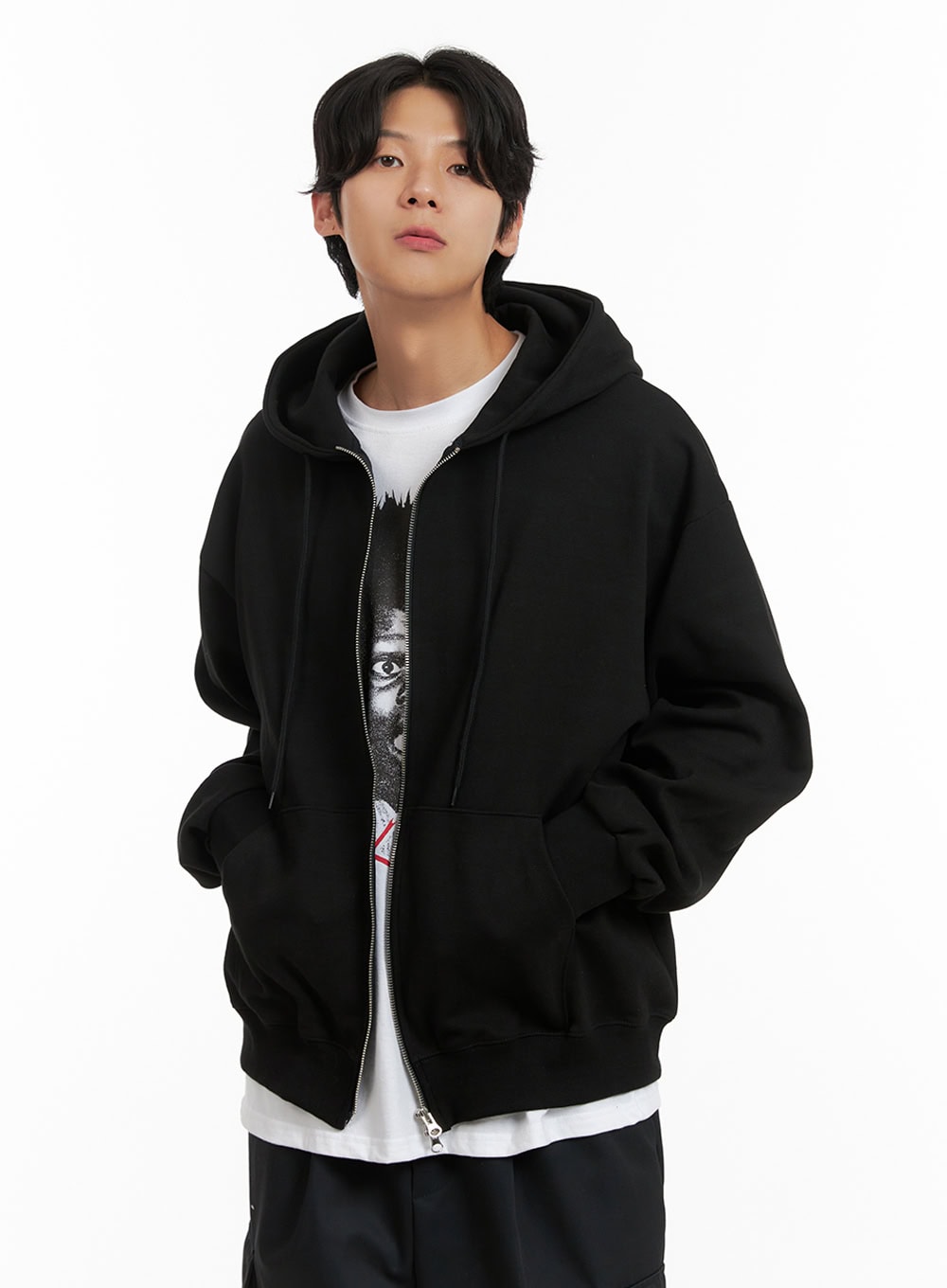 mens-basic-hoodie-jacket-black-iy402 / Black