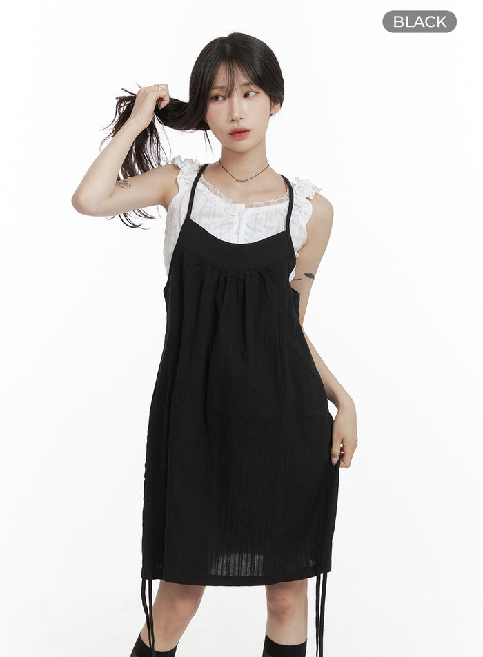 cotton-string-cami-mini-dress-ca408 / Black