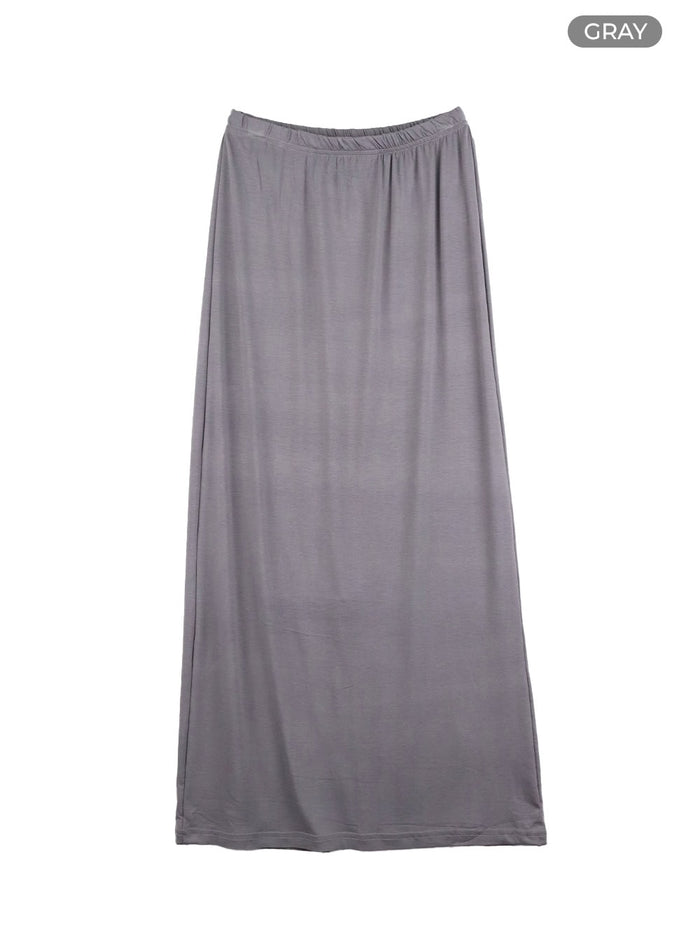basic-maxi-skirt-cy403 / Gray