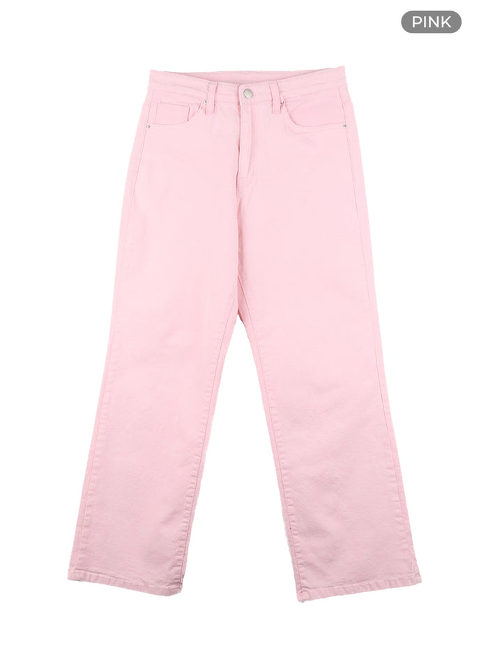 simple-straight-leg-pants-oa415 / Pink