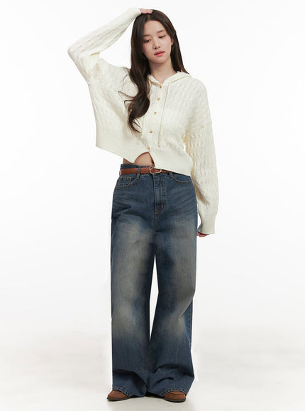 Genie Washed Wide-Fit Bootcut Jeans IJ510