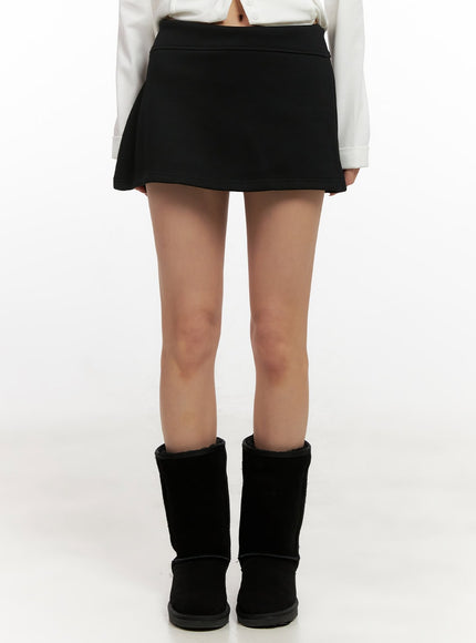 solid-warm-mini-skirt-cn416 / Black