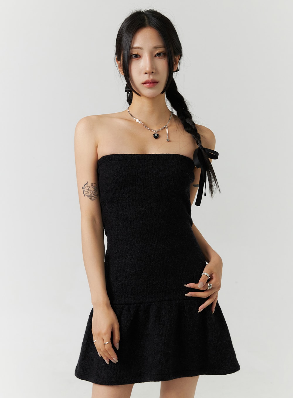 flare-tube-top-mini-dress-cn329 / Black