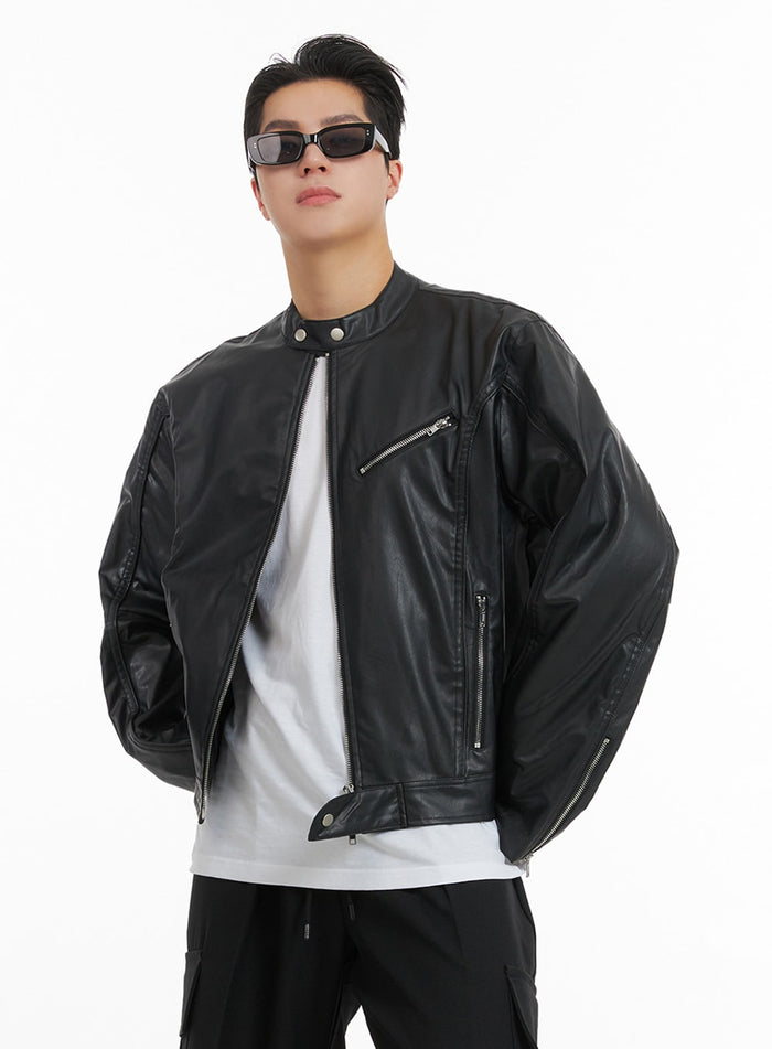 mens-leather-biker-jacket-ia401 / Black
