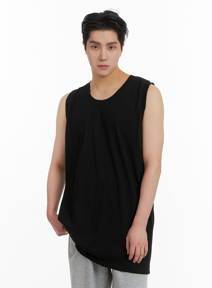 mens-basic-cotton-sleeveless-tee-ia401 / Black