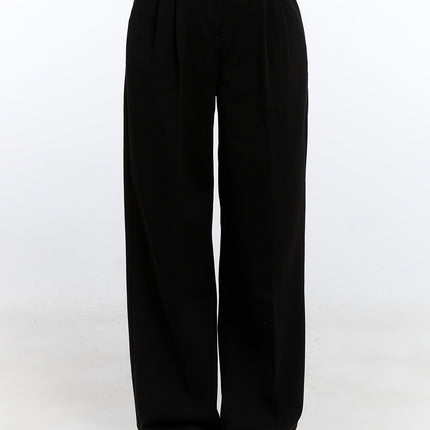 cozy-warm-pintuck-trousers-on418 / Black