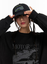 lettering-embroidered-colored-cap-if421 / Black