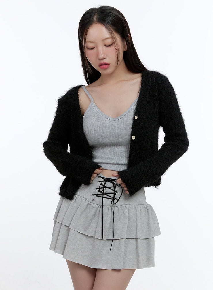 essential-solid-crop-cardigan-cs406 / Black