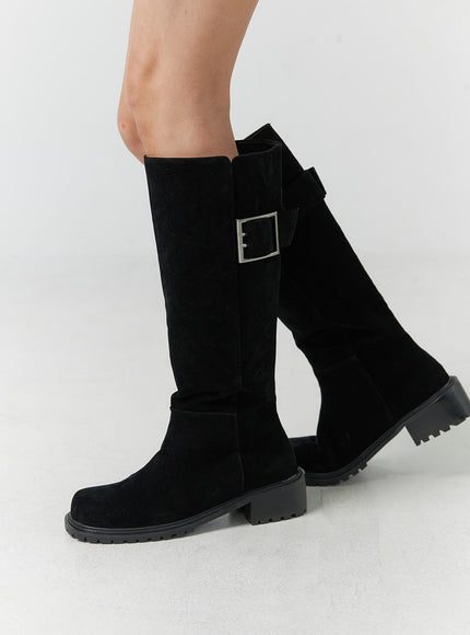 suede-buckle-boots-cn328 / Black