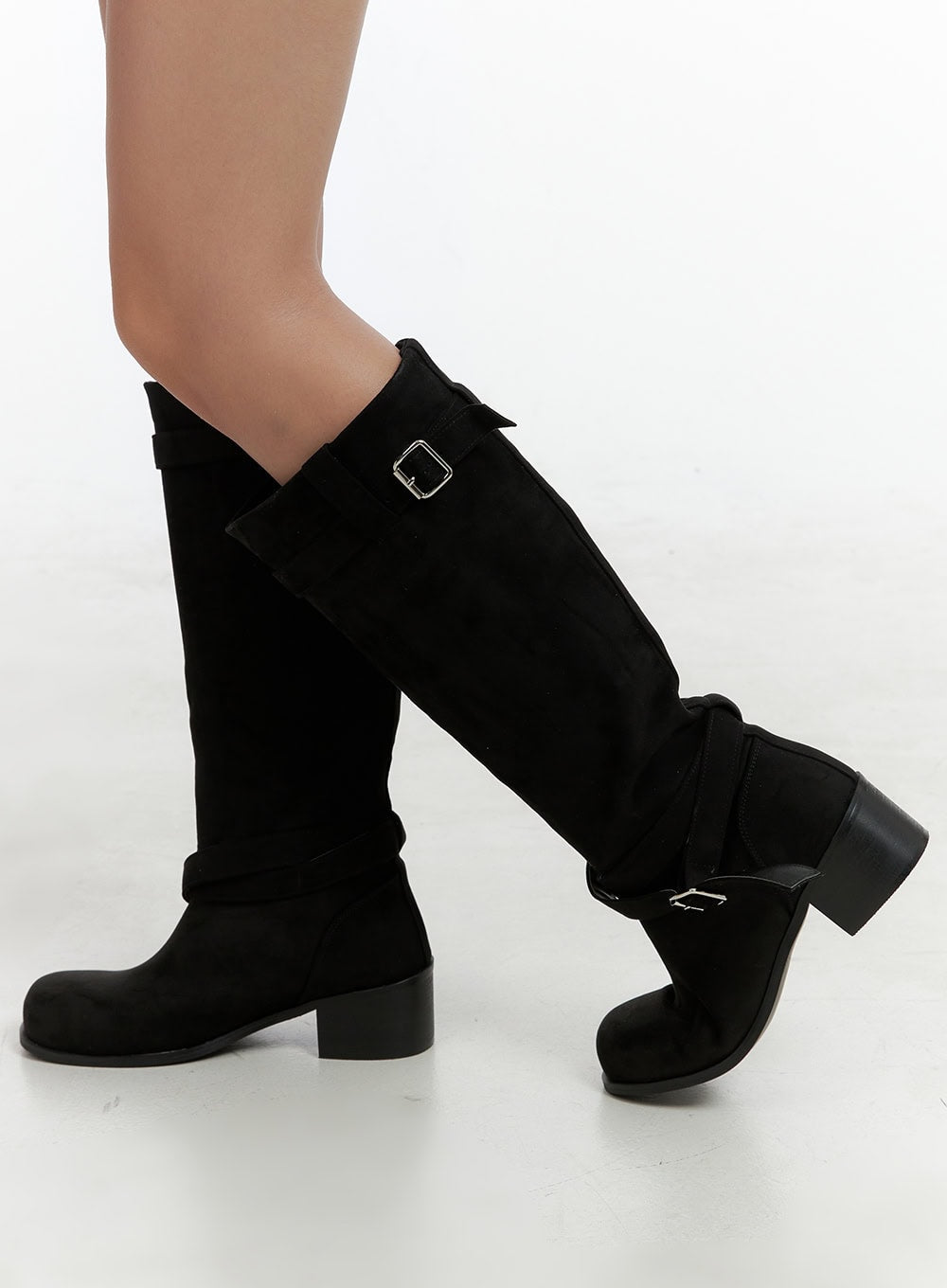 buckled-knee-high-boots-ol401 / Black