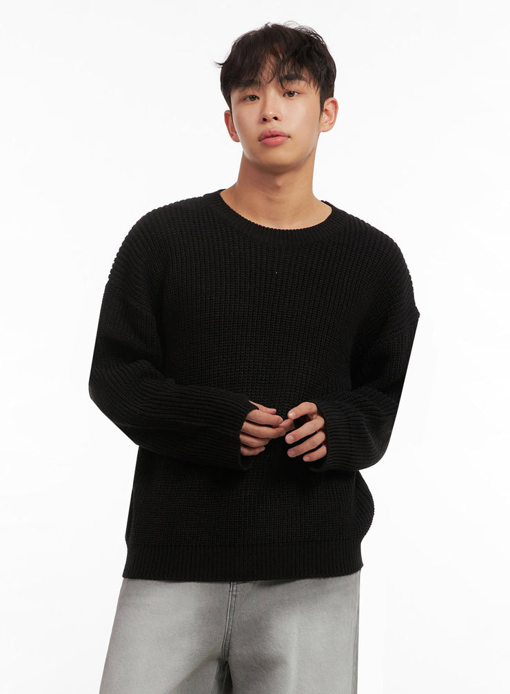 mens-long-sleeve-knit-sweater-id431 / Black