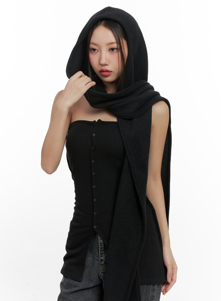 cozyhood-solid-scarf-cn419 / Black