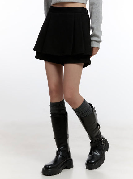 pleated-charm-mini-skirt-cn421 / Black