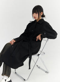 collared-maxi-coat-cn301 / Black