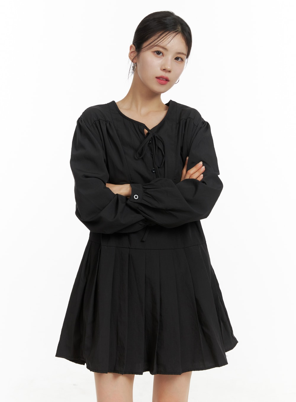 ribbon-a-line-mini-dress-oa423 / Black