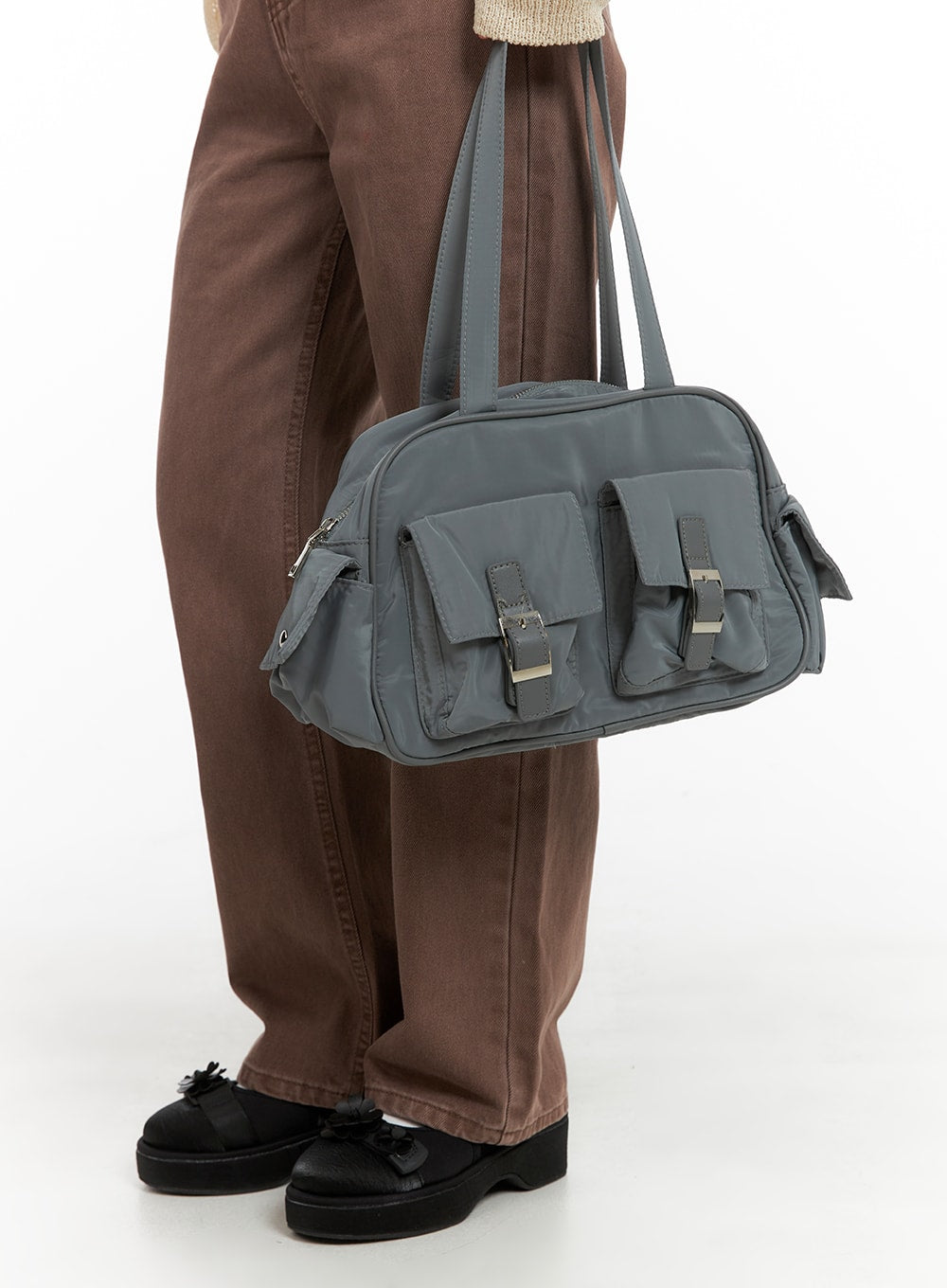 pocket-nylon-shoulder-bag-om408 / Blue