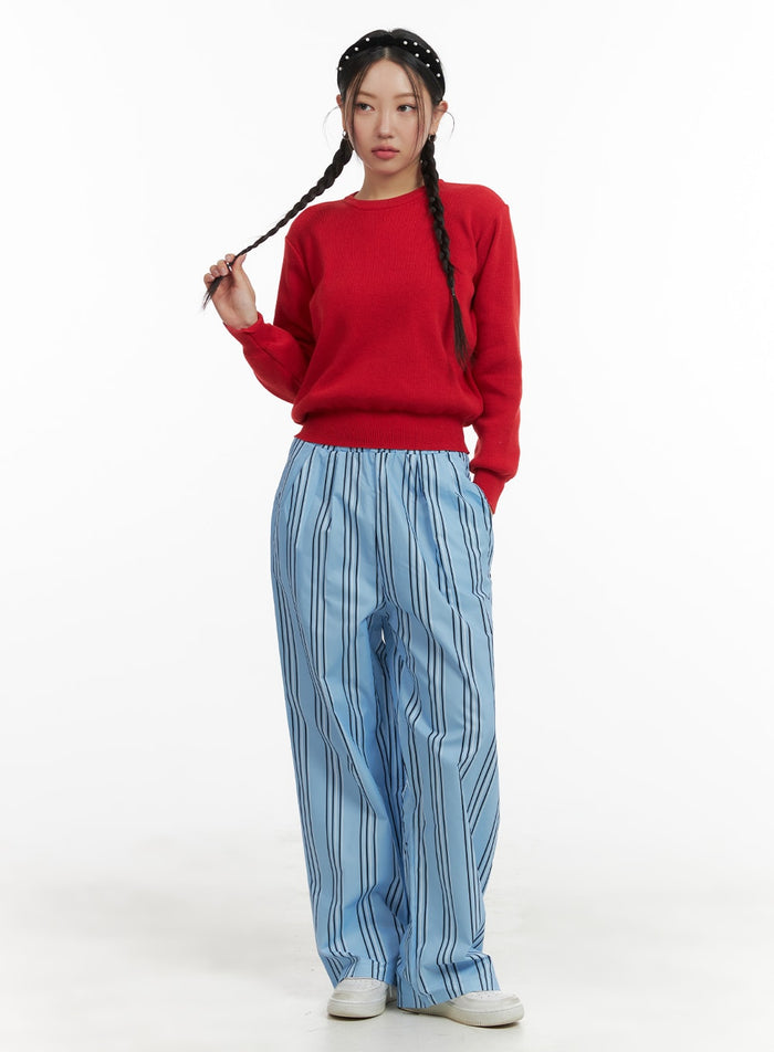 striped-cotton-pocket-pants-om429 / Blue