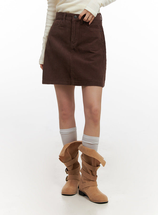 corduroy-midi-skirt-cn426 / Brown