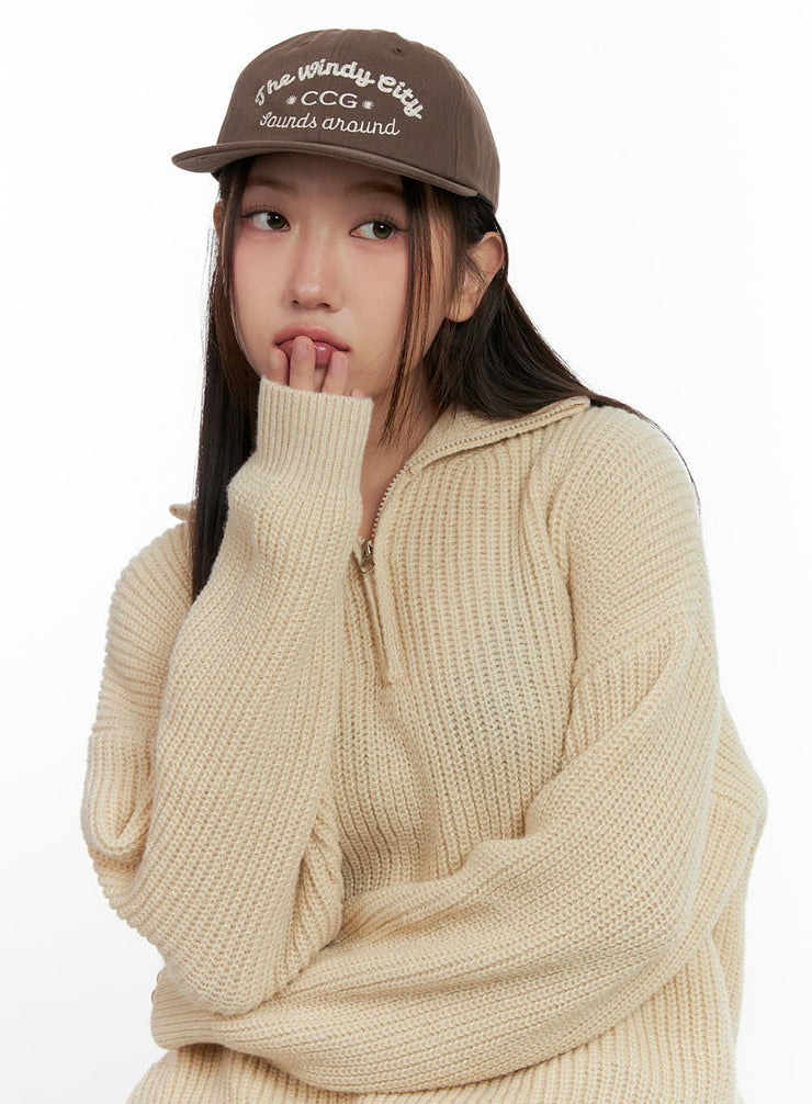 embroidered-cotton-cap-cn412 / Brown