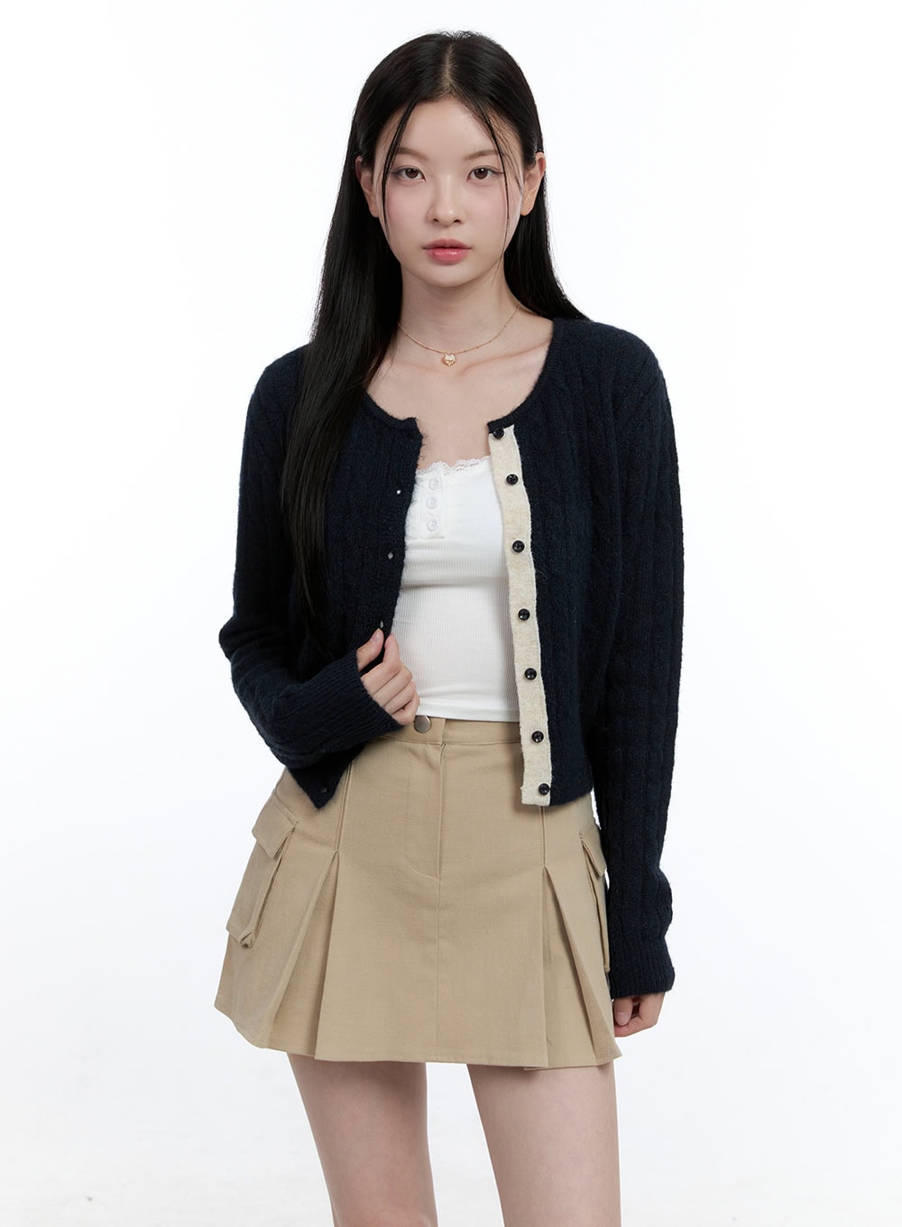 cozy-buttoned-cardigan-oo429 / Dark blue