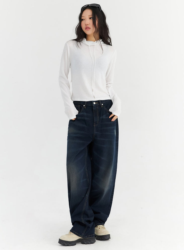 dark-wash-wide-leg-jeans-cn303 / Dark blue