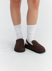 faux-suede-buckled-sandals-co313 / Dark brown