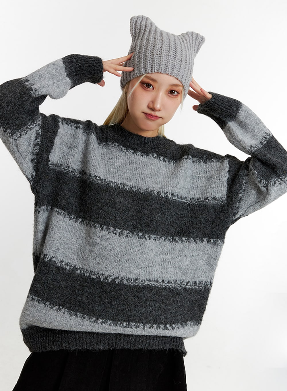 oversized-stripe-sweater-id315 / Dark gray