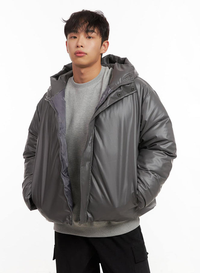 mens-chic-hooded-puffer-jacket-id427 / Dark gray