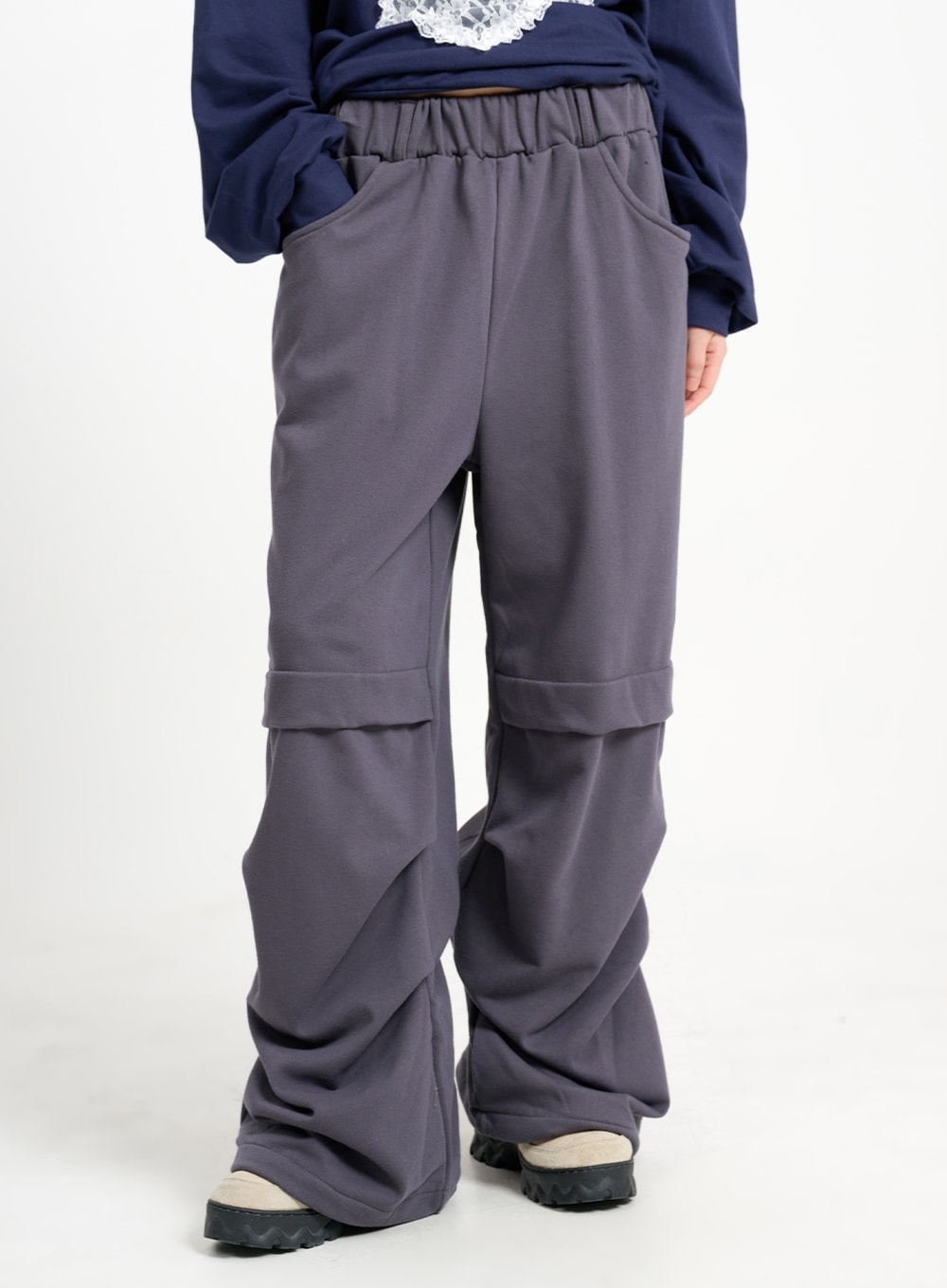 solid-cotton-wide-sweatpants-cm415 / Dark gray