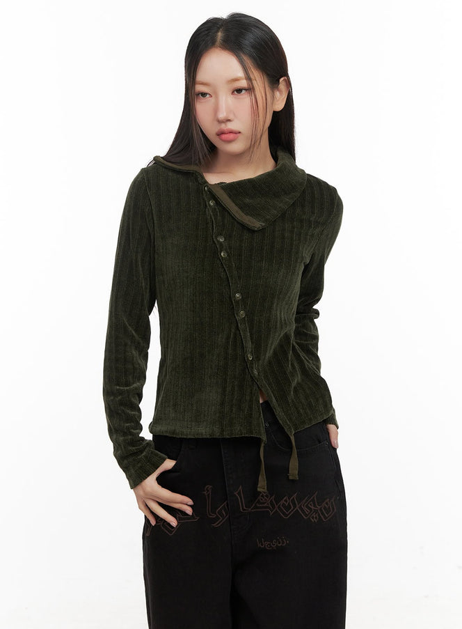 elegant-unbalanced-cardigan-cd413 / Dark green