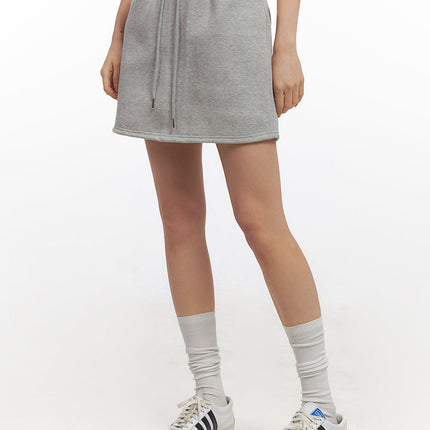 solidcotton-mini-skirt-cn428 / Gray