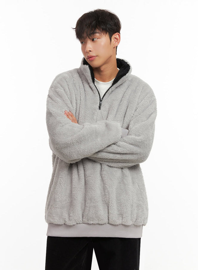 mens-cozy-fleece-half-zip-sweatshirt-id431 / Gray