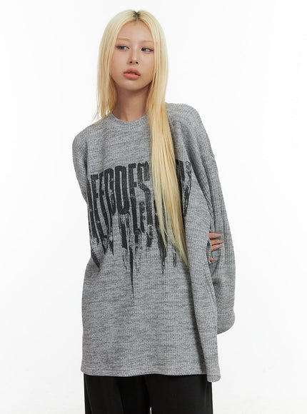 stellar-graphic-print-oversized-top-co415 / Gray