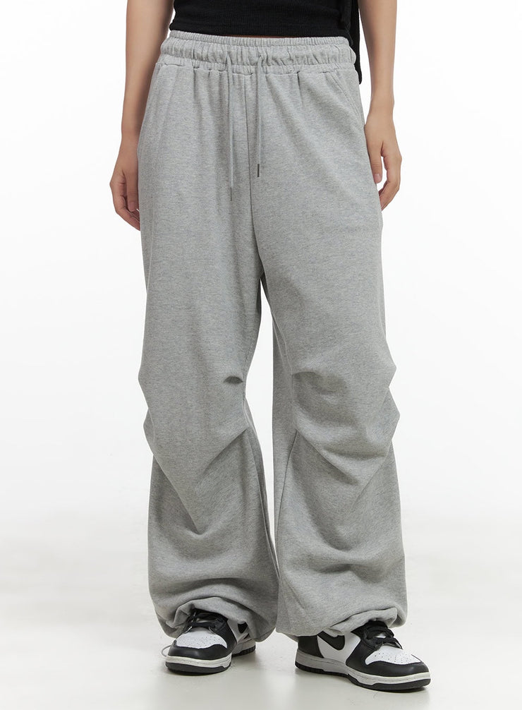 pintuck-string-wide-sweatpants-co404 / Gray