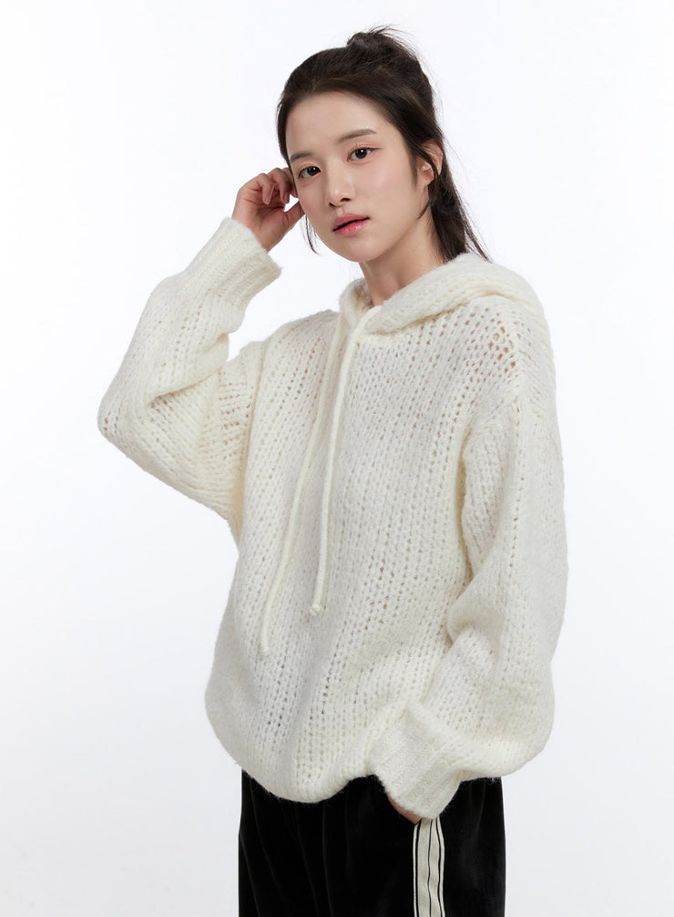 loose-knit-oversized-hoodie-on418 / Light beige