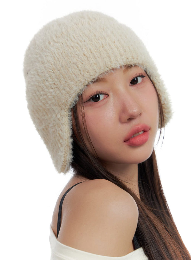 boucle-knit-beanie-cs424 / Light beige