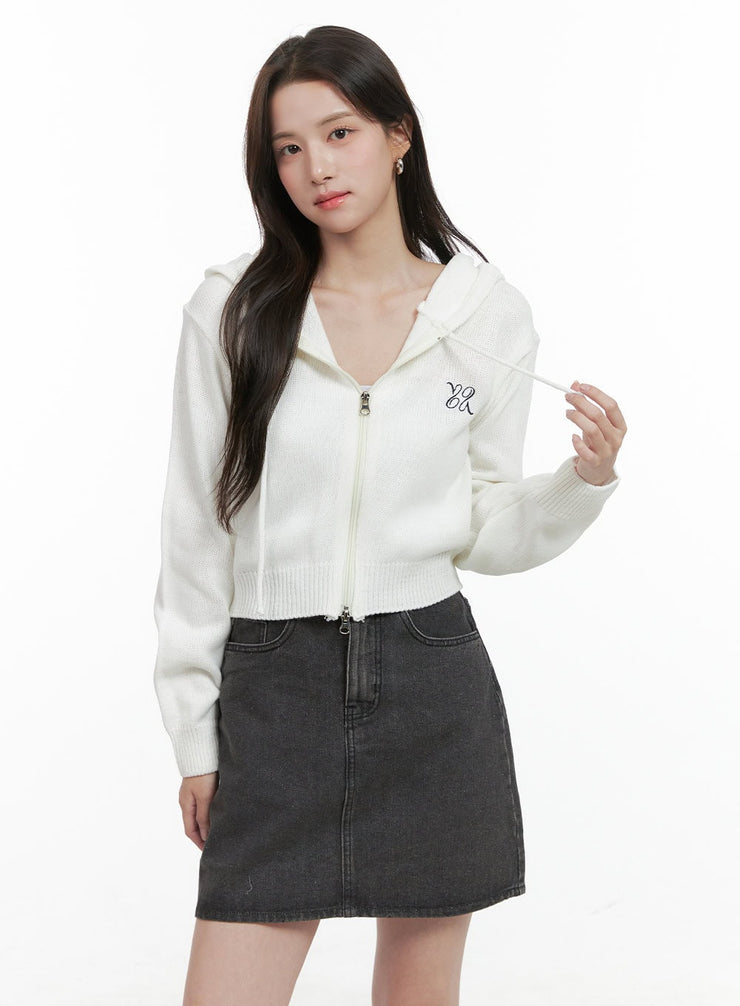 embroidered-crop-hoodie-jacket-og409 / Light beige