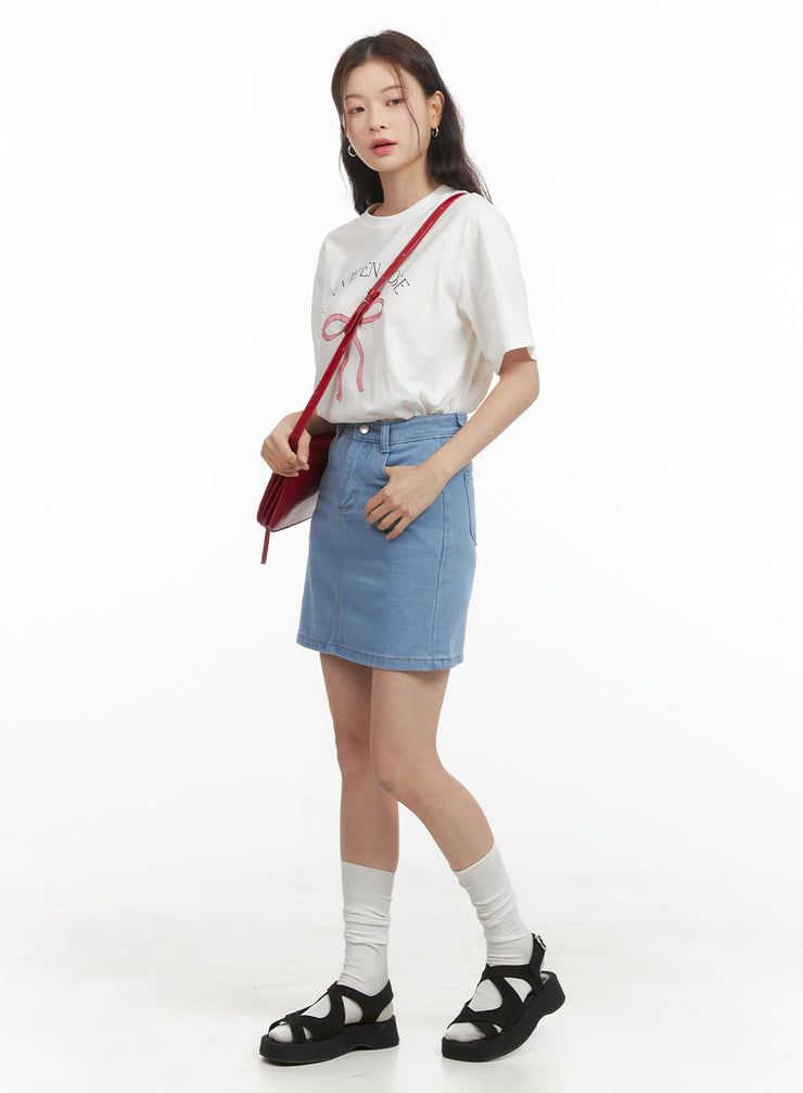 classic-denim-mini-skirt-oy421 / Light blue