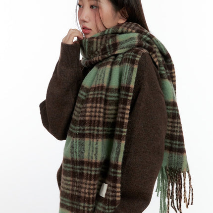 polyester-checkered-wrap-scarf-cn411 / Mint