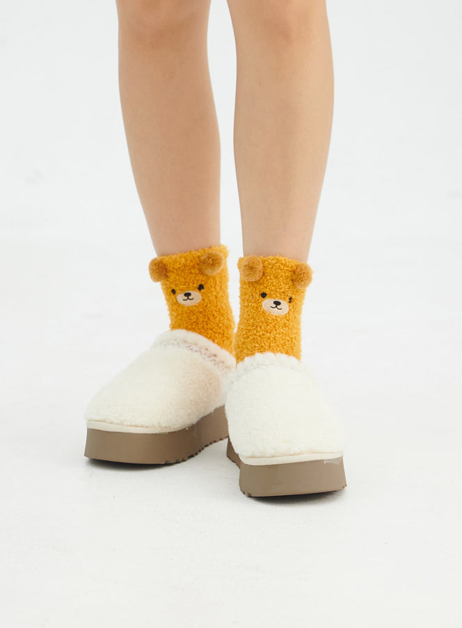 plush-bear-socks-in316 / Orange