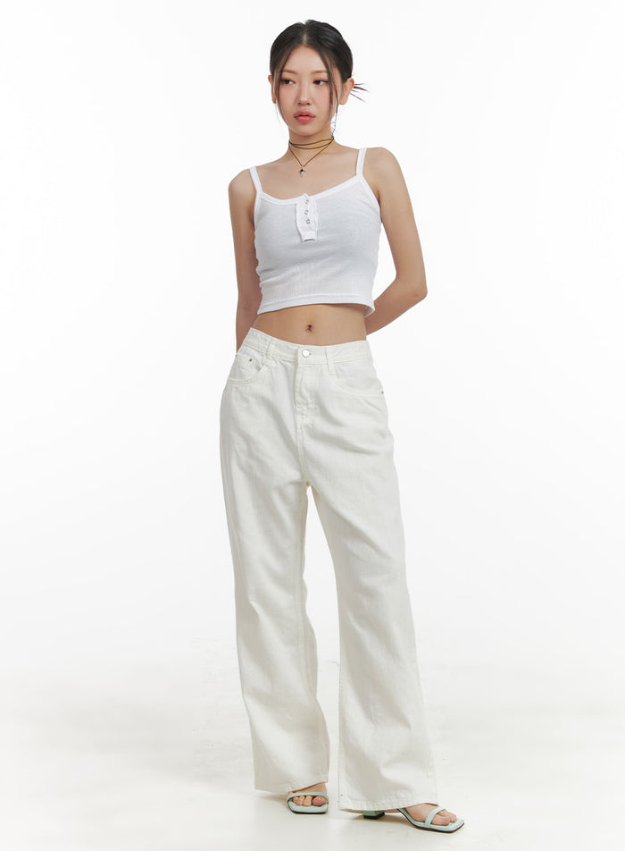 classic-loose-fit-cotton-straight-pants-oa416 / White