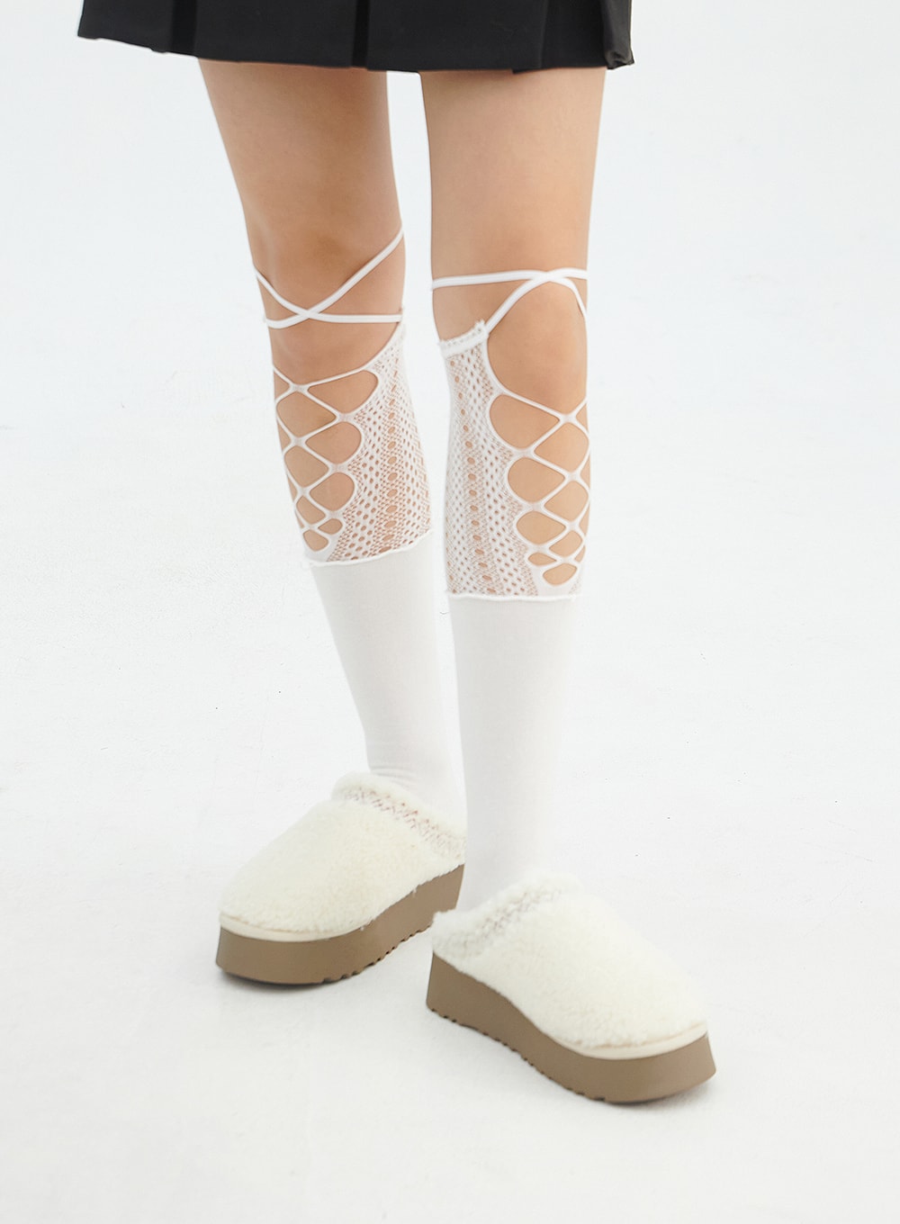mesh-knit-layered-socks-in316 / White