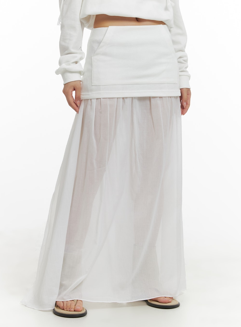 sheer-layered-maxi-skirt-cm426 / White