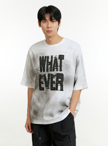 mens-oversized-lettering-t-shirt-il412 / White