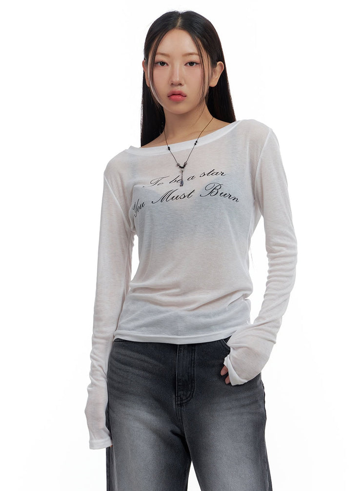 sheer-lettering-slim-top-cs424 / White