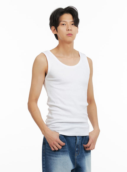 mens-basic-u-neck-tank-top-ia402 / White