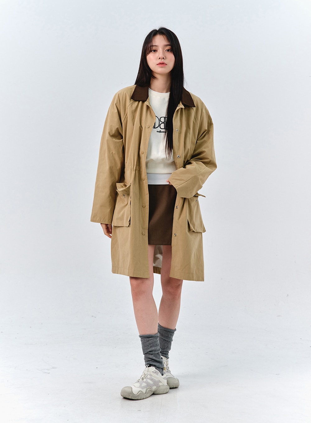 buttoned-relaxed-trench-coat-oo316 / Beige