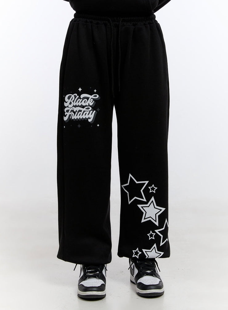 flexible-graphic-sweatpants-co422 / Black