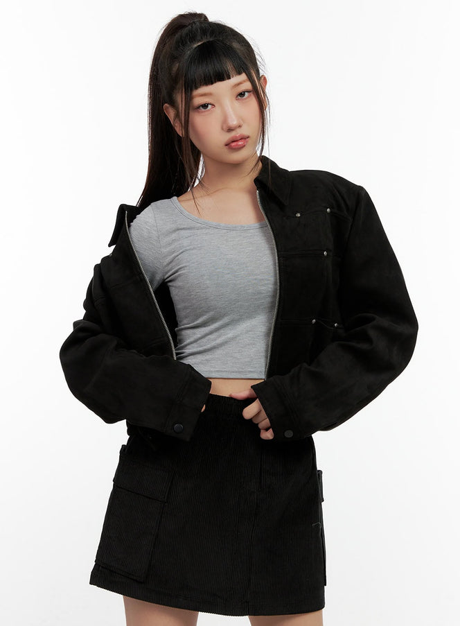 studzip-crop-jacket-cn404 / Black